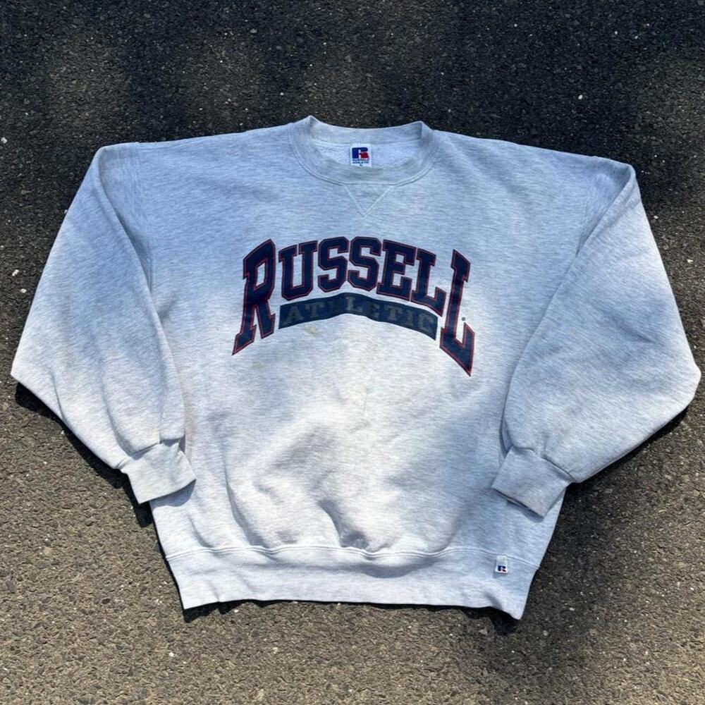 90s russell athletic gray crewneck